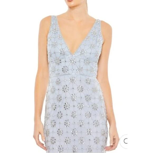 Mac Duggal A93744 Dress Embellished Mesh V Sleeveless Gown NWT 12 - Picture 4 of 11